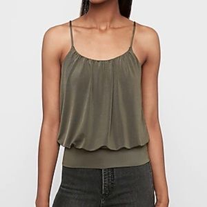 Express Satin Bubble Cami in Green, Size S, NWT